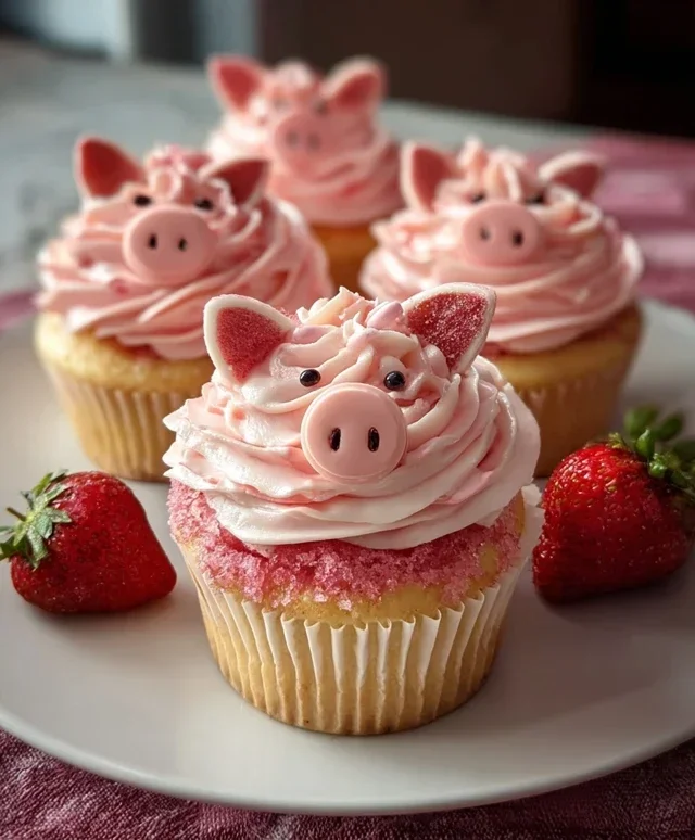Strawberry Piggy Cupcakes