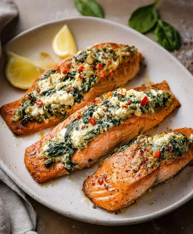 Stuffed Salmon With Spinach & Feta (30 minutes!)