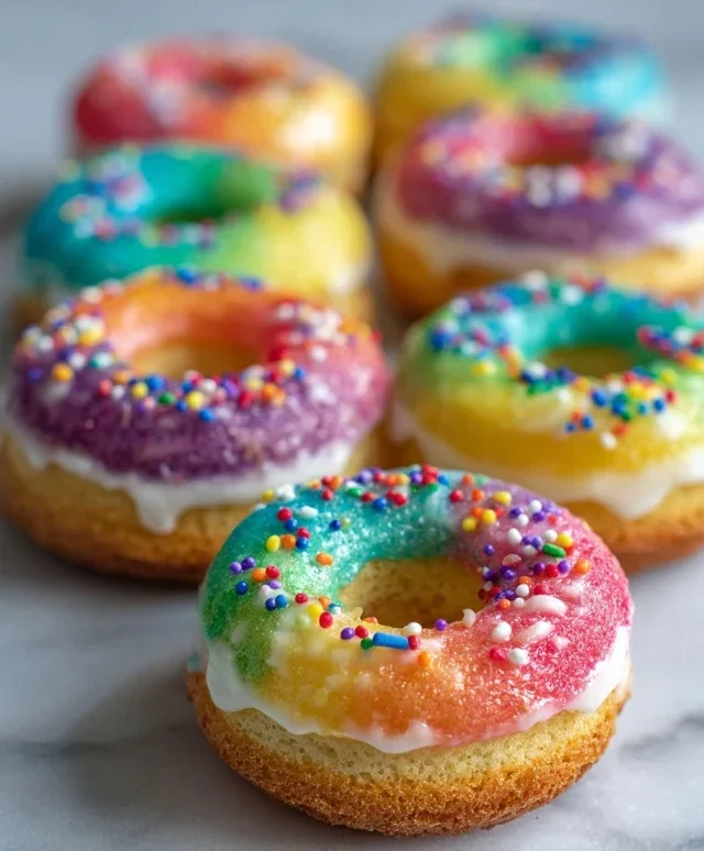 Mini Rainbow Vanilla Bean Donuts