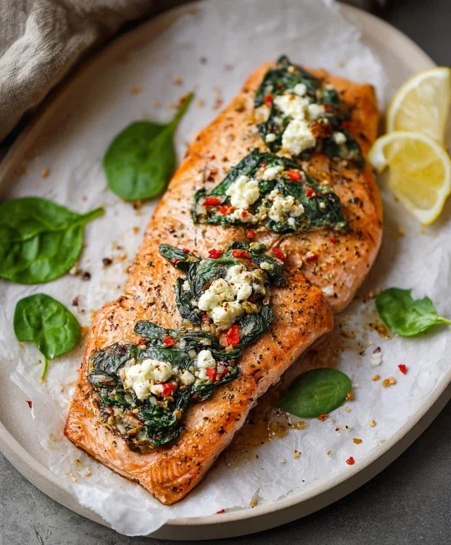 Stuffed Salmon With Spinach & Feta (30 minutes!)
