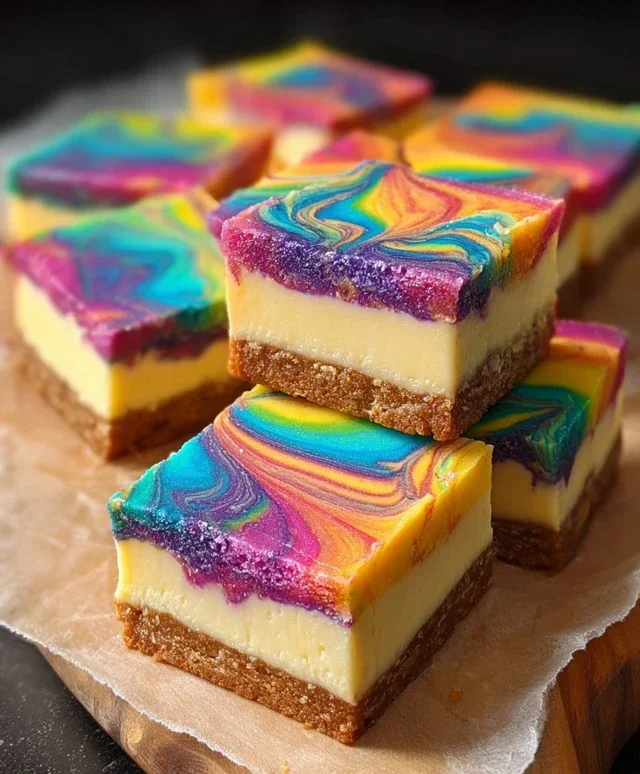 Rainbow Cheesecake Swirl Bars