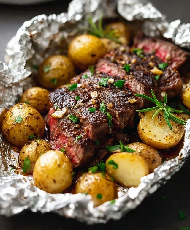 Garlic Steak & Potato Foil Packs